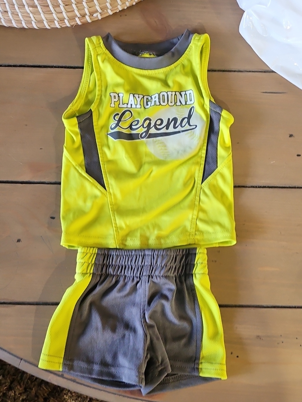 George Neon Yellow & Gray 'Playground Legend' Tank and Shorts Set